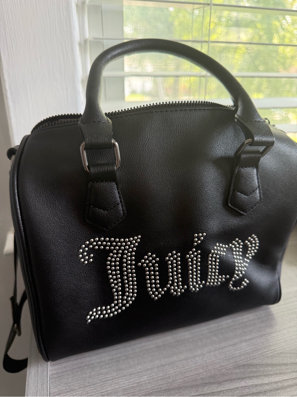 Juicy Couture Black Studded Logo Satchel with Top Handles
